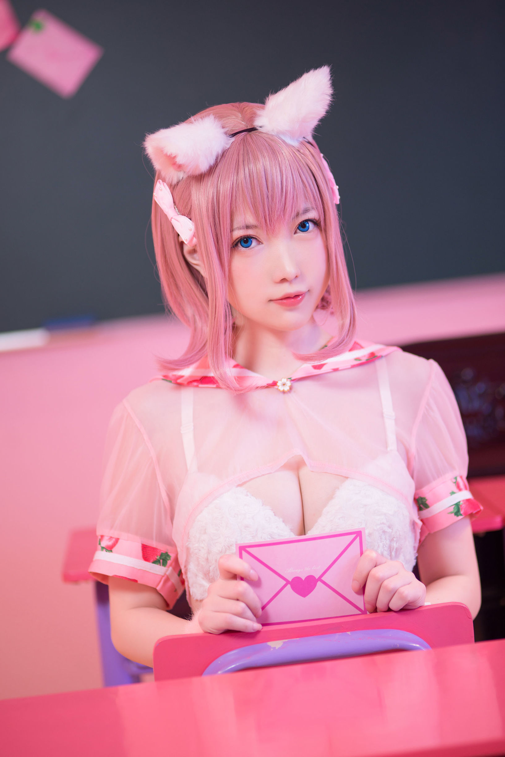 [COS福利]大胸萌妹妖少you1草莓蛋糕猫插图9
